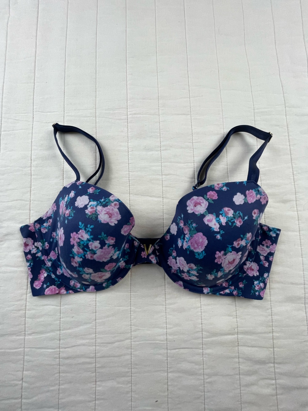 Victoria's Secret Navy Floral Lined Demi Bra 36C